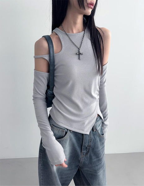 [LOWEAR] Cut Out Off Slit Tee