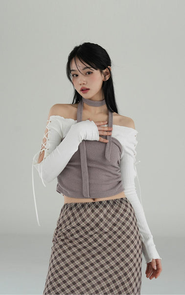 [BINARY01] [Muffler Set] Tie Shirring Top