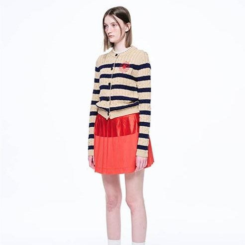 [MARDI MERCREDI] COTTON CARDIGAN ROUND NECK STRIPE (3 Colours)