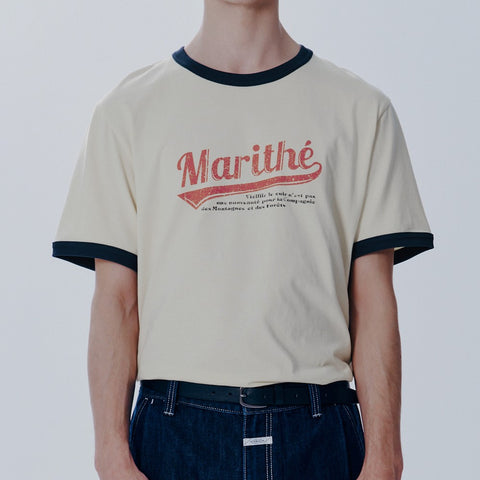 [MARITHÉ FRANÇOIS GIRBAUD] M VINTAGE BASEBALL RINGER TEE ivory (L/XL)