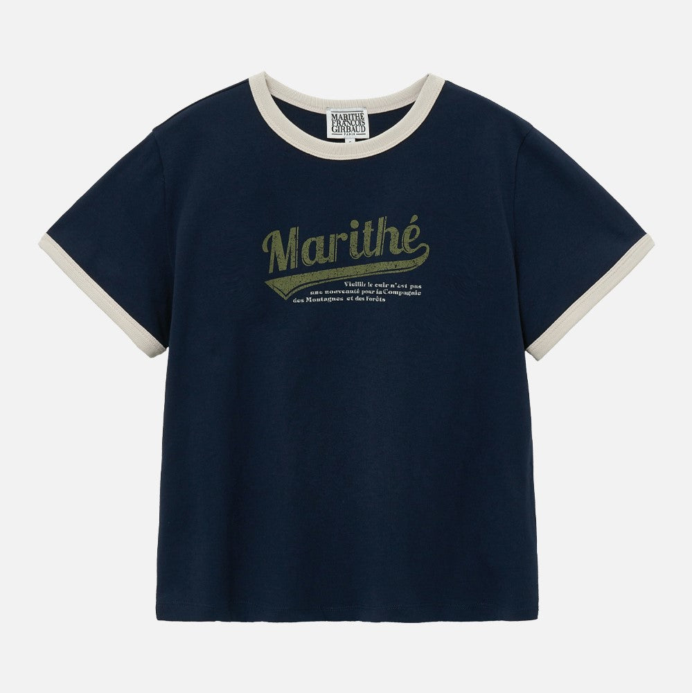 [MARITHÉ FRANÇOIS GIRBAUD] W VINTAGE BASEBALL RINGER TEE navy