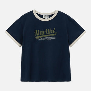 [MARITHÉ FRANÇOIS GIRBAUD] W VINTAGE BASEBALL RINGER TEE navy