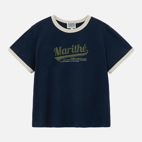 [MARITHÉ FRANÇOIS GIRBAUD] W VINTAGE BASEBALL RINGER TEE navy