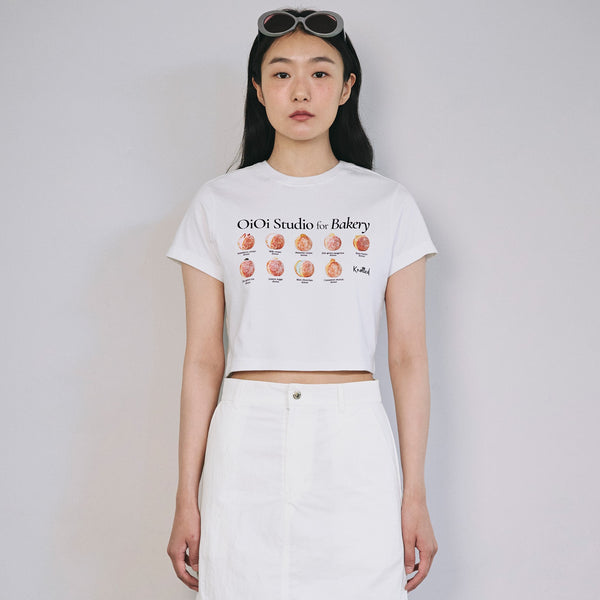 [O!Oi X Knotted] SWEET CREAM LIST CROP T-SHIRTS (3 Colours)