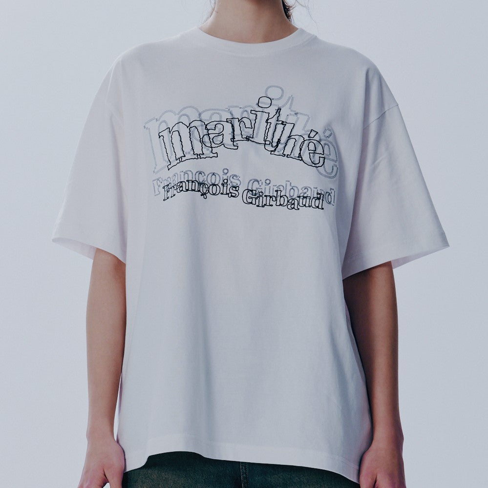 [MARITHÉ FRANÇOIS GIRBAUD] DOUBLE LOGO OVERSIZED TEE white