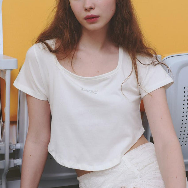 [Letter from Moon] Tearing Curve T-shirt (Ivory)