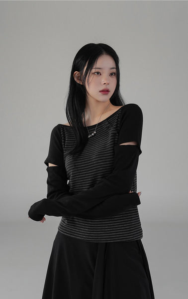 [BINARY01] [Warmer Set] Miyo Striped T-shirt