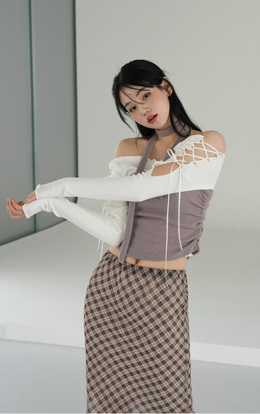 [BINARY01] [Muffler Set] Tie Shirring Top