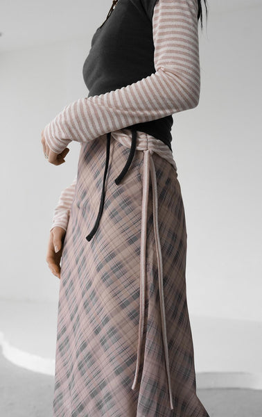 [BINARY01] Celine Checked Midi Skirt