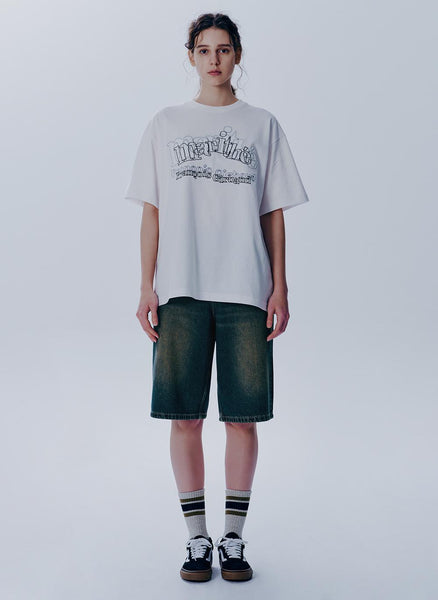 [MARITHÉ FRANÇOIS GIRBAUD] DOUBLE LOGO OVERSIZED TEE white