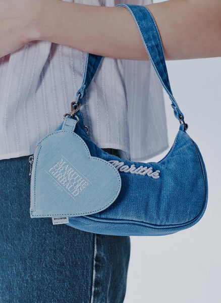 [MARITHÉ FRANÇOIS GIRBAUD] CLASSIC LOGO DENIM HEART KEYRING light blue