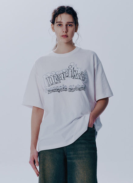 [MARITHÉ FRANÇOIS GIRBAUD] DOUBLE LOGO OVERSIZED TEE white