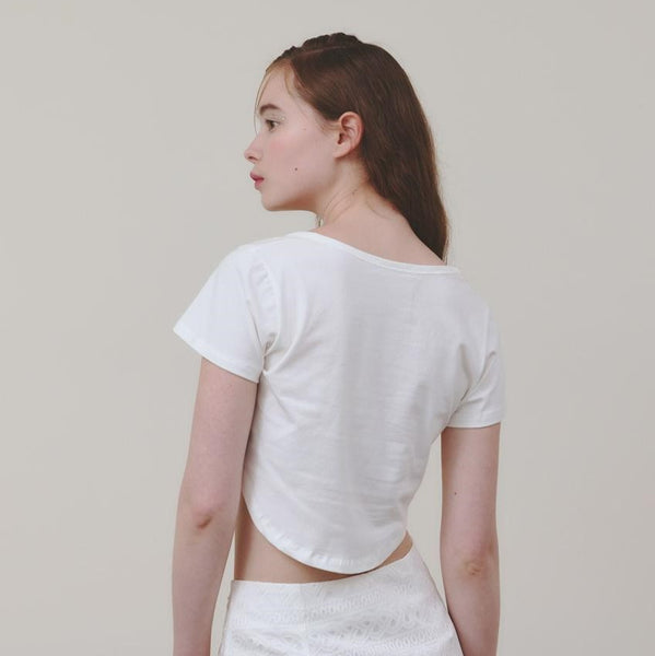 [Letter from Moon] Tearing Curve T-shirt (Ivory)