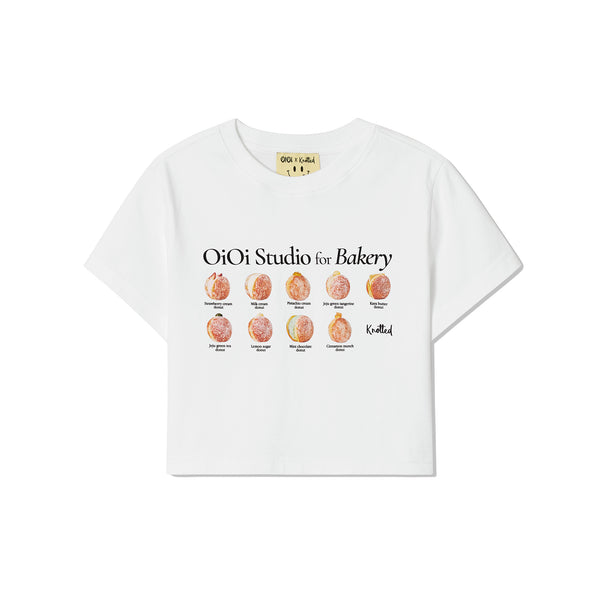 [O!Oi X Knotted] SWEET CREAM LIST CROP T-SHIRTS (3 Colours)