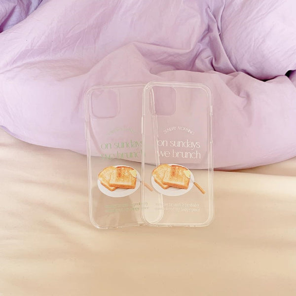 [Mademoment] Sunday Morning Lettering Design Clear Phone Case (3 Types)