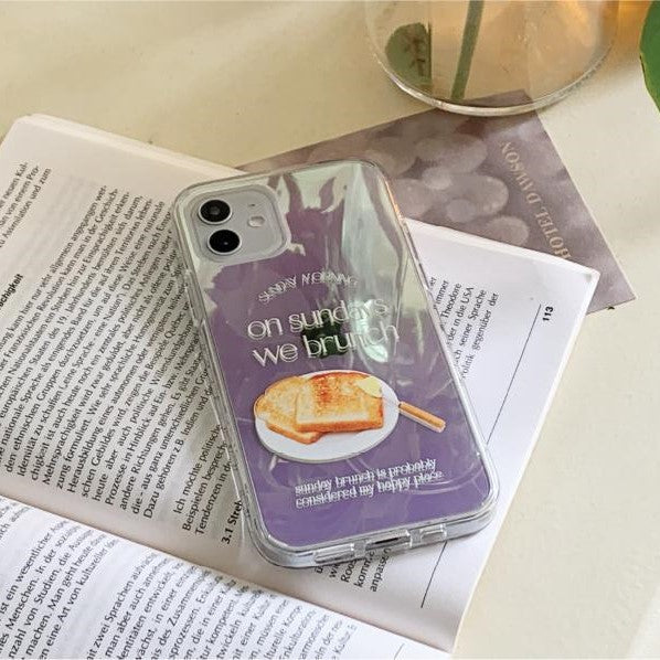 [Mademoment] Sunday Morning Lettering Design Glossy Mirror Phone Case