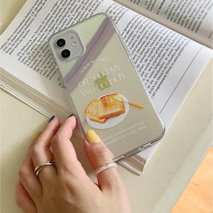 [Mademoment] Sunday Morning Lettering Design Glossy Mirror Phone Case