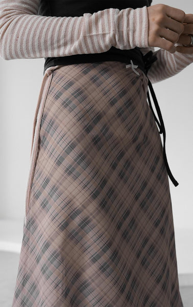 [BINARY01] Celine Checked Midi Skirt