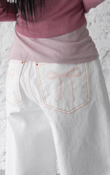 [BINARY01] Belly Pink Ribbon Wide Pants