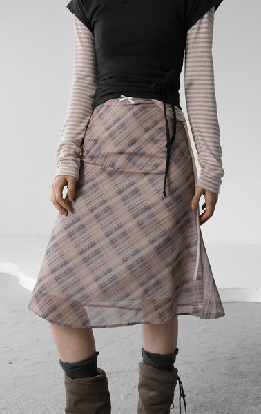 [BINARY01] Celine Checked Midi Skirt