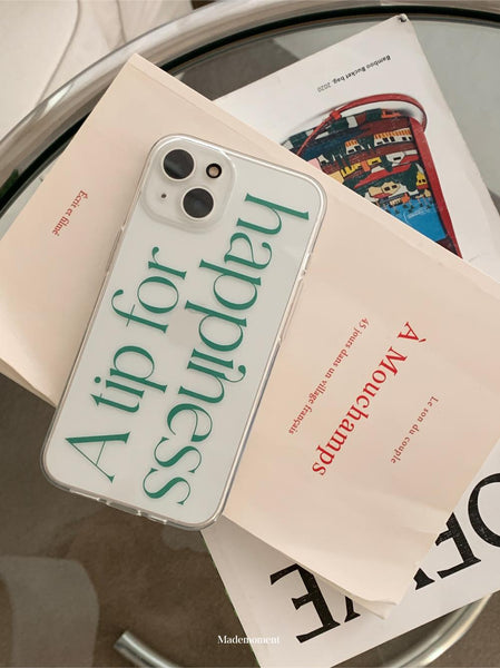 [Mademoment] Happiness Lettering Design Clear Phone Case (3 Types)