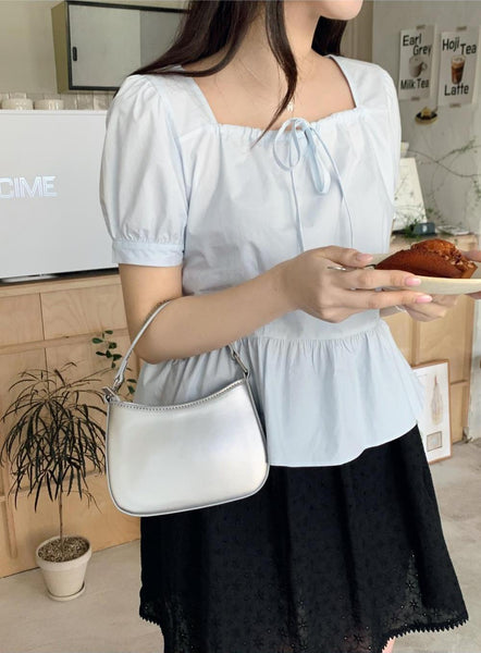 [98°C] Cain Square Neck Frill Blouse (3 Colors)