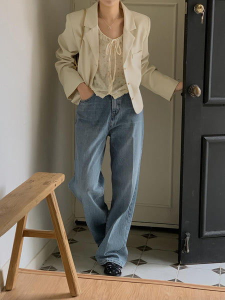 [FROM HEAD TO TOE] Pinto Leg Loom Semi-wide Denim Pants