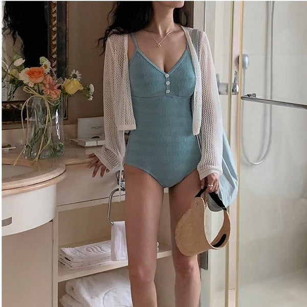 [YURIE] Mint Button Monokini (3 Colours)