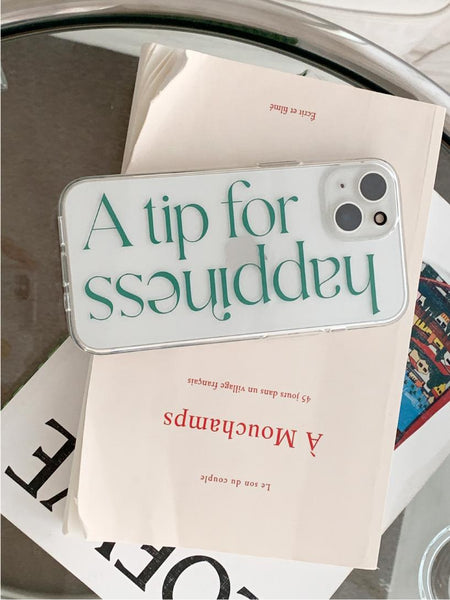 [Mademoment] Happiness Lettering Design Clear Phone Case (3 Types)