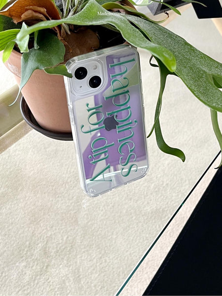 [Mademoment] Happiness Lettering Design Glossy Mirror Phone