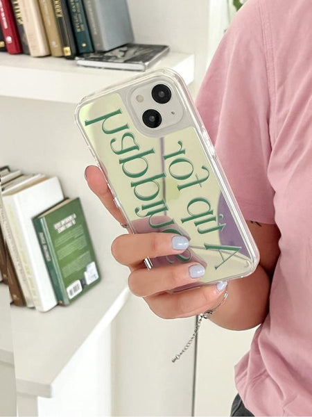 [Mademoment] Happiness Lettering Design Glossy Mirror Phone