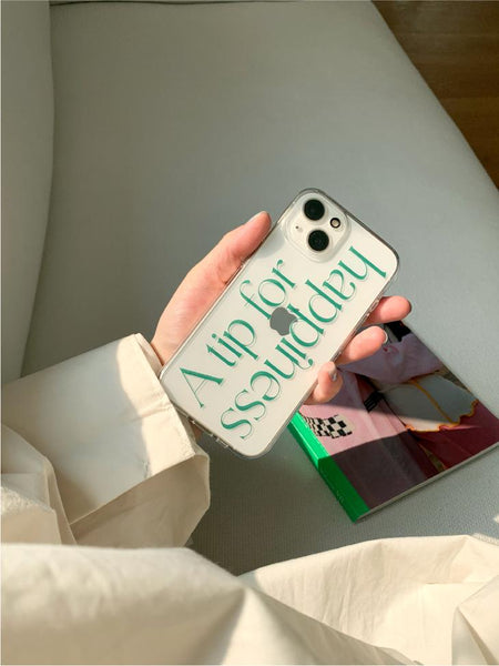 [Mademoment] Happiness Lettering Design Clear Phone Case (3 Types)