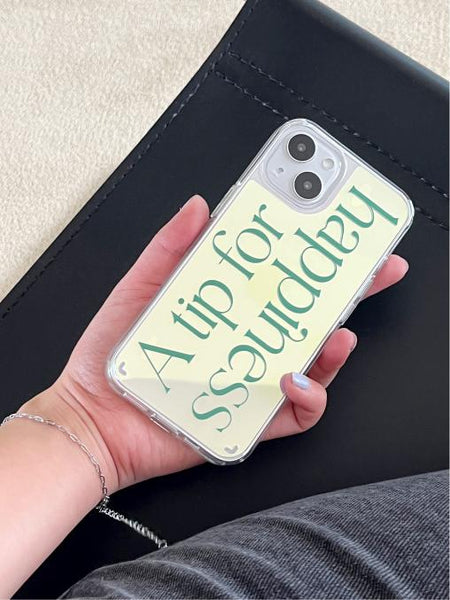 [Mademoment] Happiness Lettering Design Glossy Mirror Phone