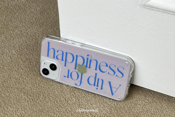 [Mademoment] Happiness Lettering Design Glossy Mirror Phone