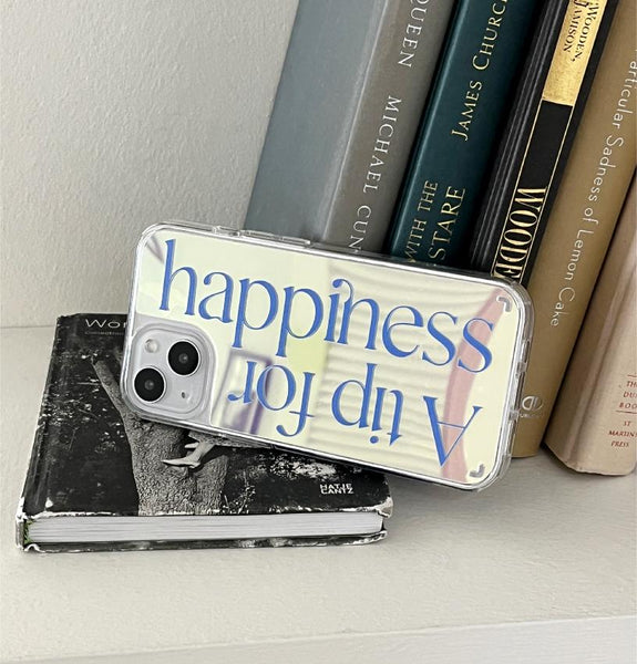 [Mademoment] Happiness Lettering Design Glossy Mirror Phone