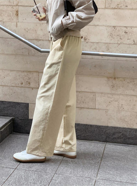 [98°C] Rice Cotton Banding Wide Pants (4 Colors)