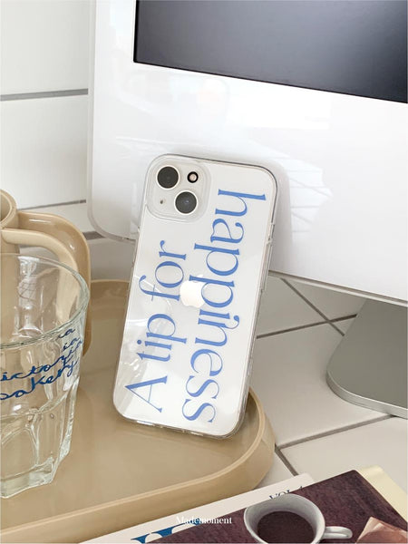 [Mademoment] Happiness Lettering Design Clear Phone Case (3 Types)