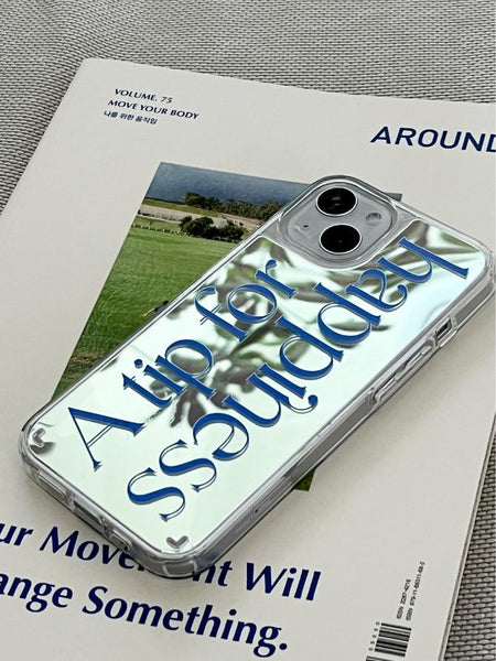 [Mademoment] Happiness Lettering Design Glossy Mirror Phone