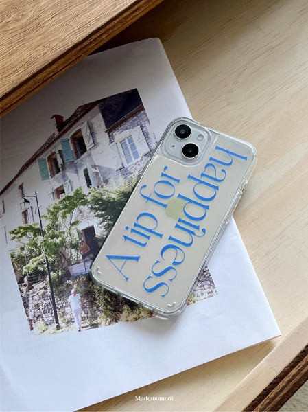 [Mademoment] Happiness Lettering Design Glossy Mirror Phone