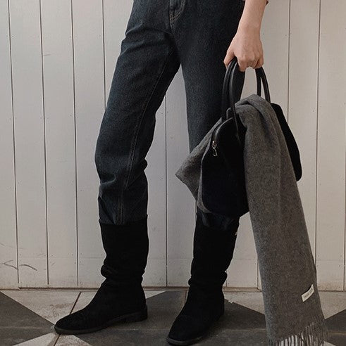 [SLOWAND] #SLOWMADE Dark Filter Semi-boot Cut Dark Blue Denim Pants