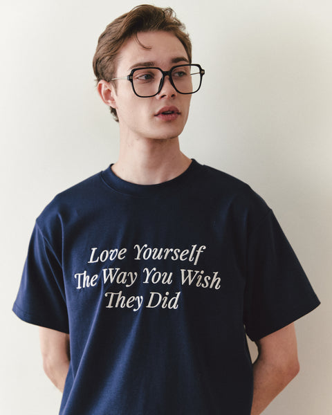 [NOIRNINE] UNISEX Love Yourself T-shirts (NAVY)