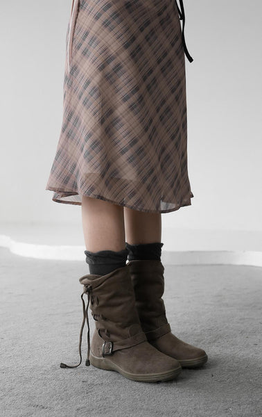 [BINARY01] Celine Checked Midi Skirt