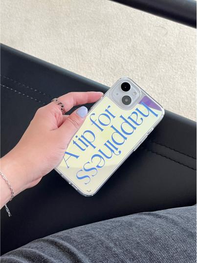 [Mademoment] Happiness Lettering Design Glossy Mirror Phone