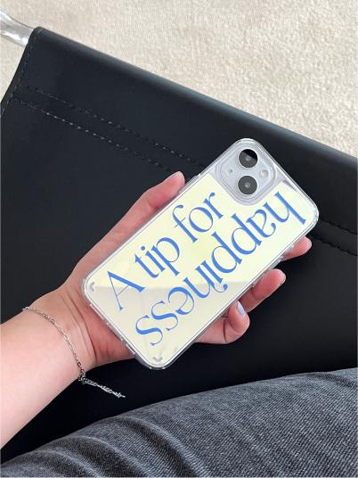 [Mademoment] Happiness Lettering Design Glossy Mirror Phone