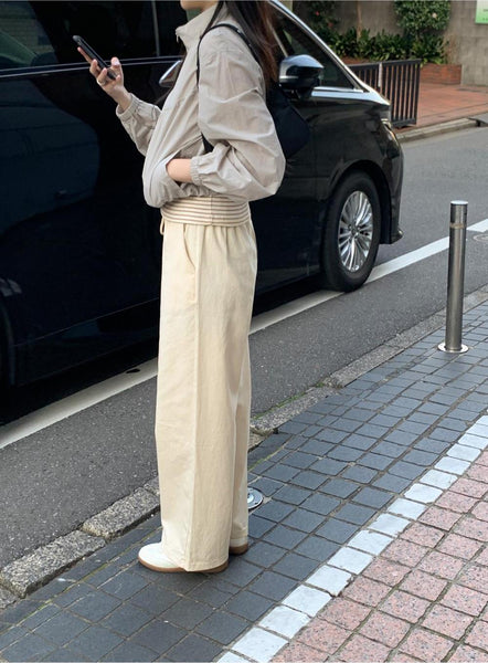 [98°C] Rice Cotton Banding Wide Pants (4 Colors)