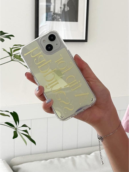 [Mademoment] Happiness Lettering Design Glossy Mirror Phone