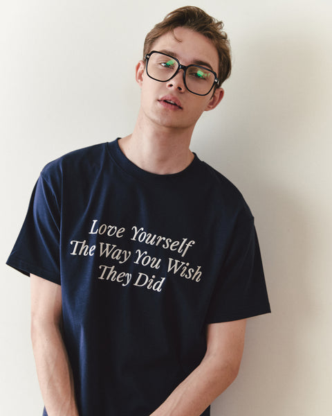 [NOIRNINE] UNISEX Love Yourself T-shirts (NAVY)