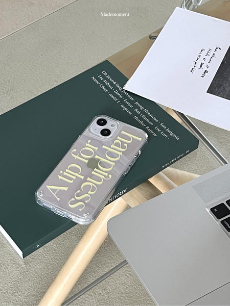 [Mademoment] Happiness Lettering Design Glossy Mirror Phone