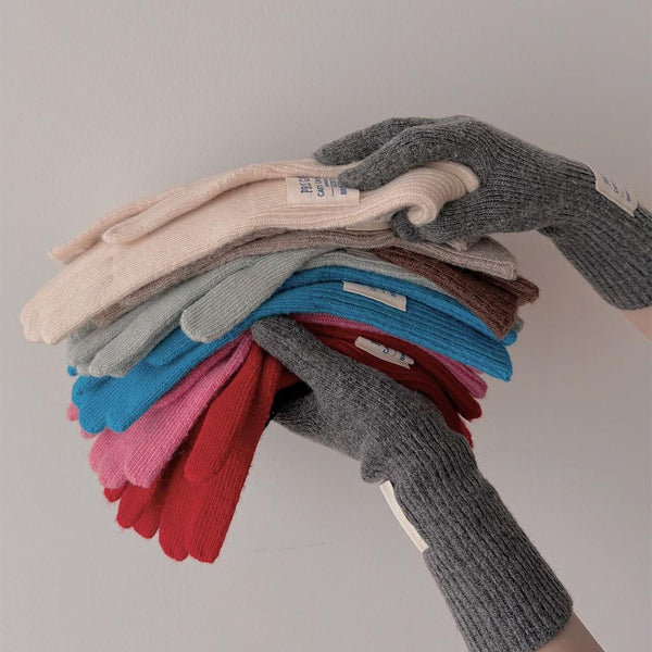 [SLOWAND] French Label Cash Finger Hole Gloves (9 Colours)