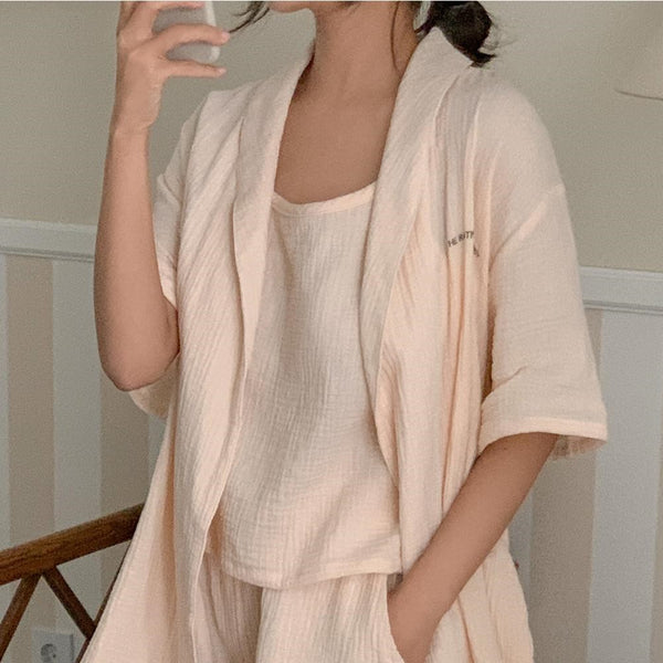 [Juuneedu] Routine Yoru Cotton Robe Pajama Set (6 Colours)